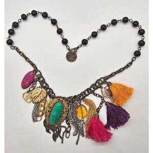 JousJouscom MultiColor Bohemian Charm Necklace Tassel Accents Statement